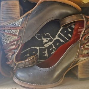 Freebird by Steven Black and Red Lace-Up Heeled Boots